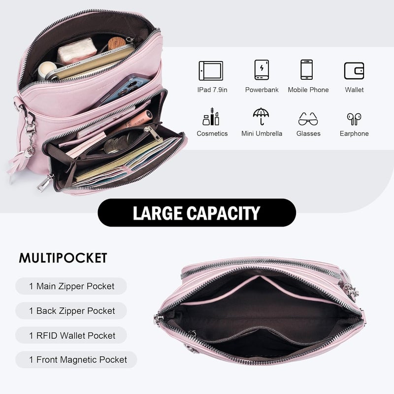 Roulens Crossbody Purse for Women Vegan Leather Medium Crossbody Wallet Bag for Travel Women Shoulder Handbags with Tassel - Image 5